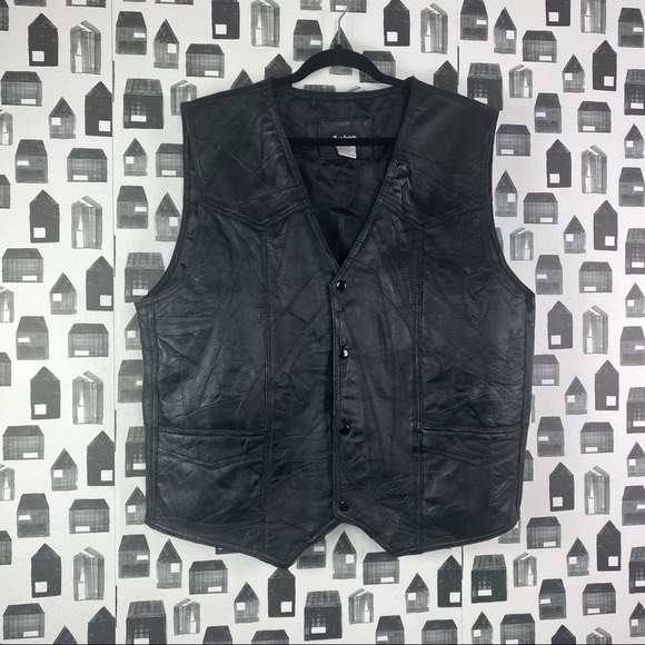 Intro | Men’s Leather Moto American Flag Vest XXL - Picture 2 of 5